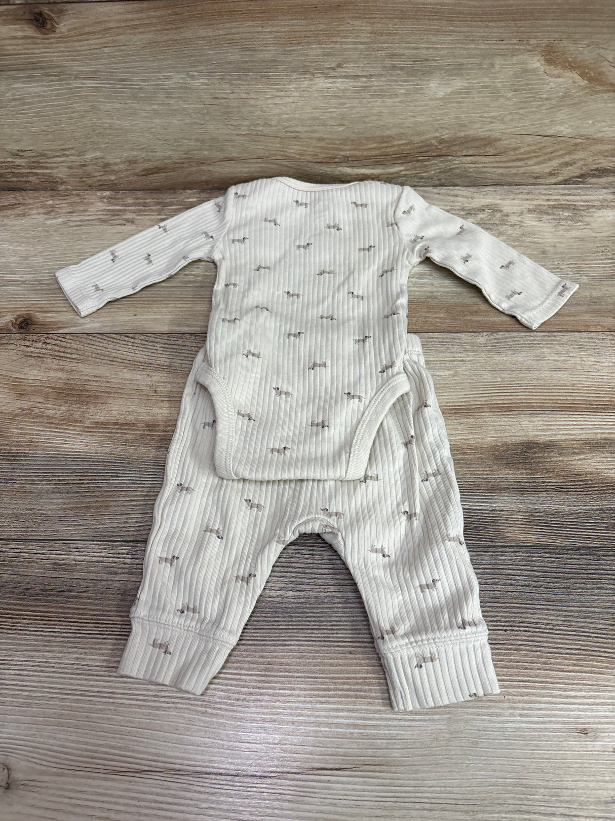 Cloud Island 2pc Ribbed Bodysuit & Pants Set Beige sz 0-3m