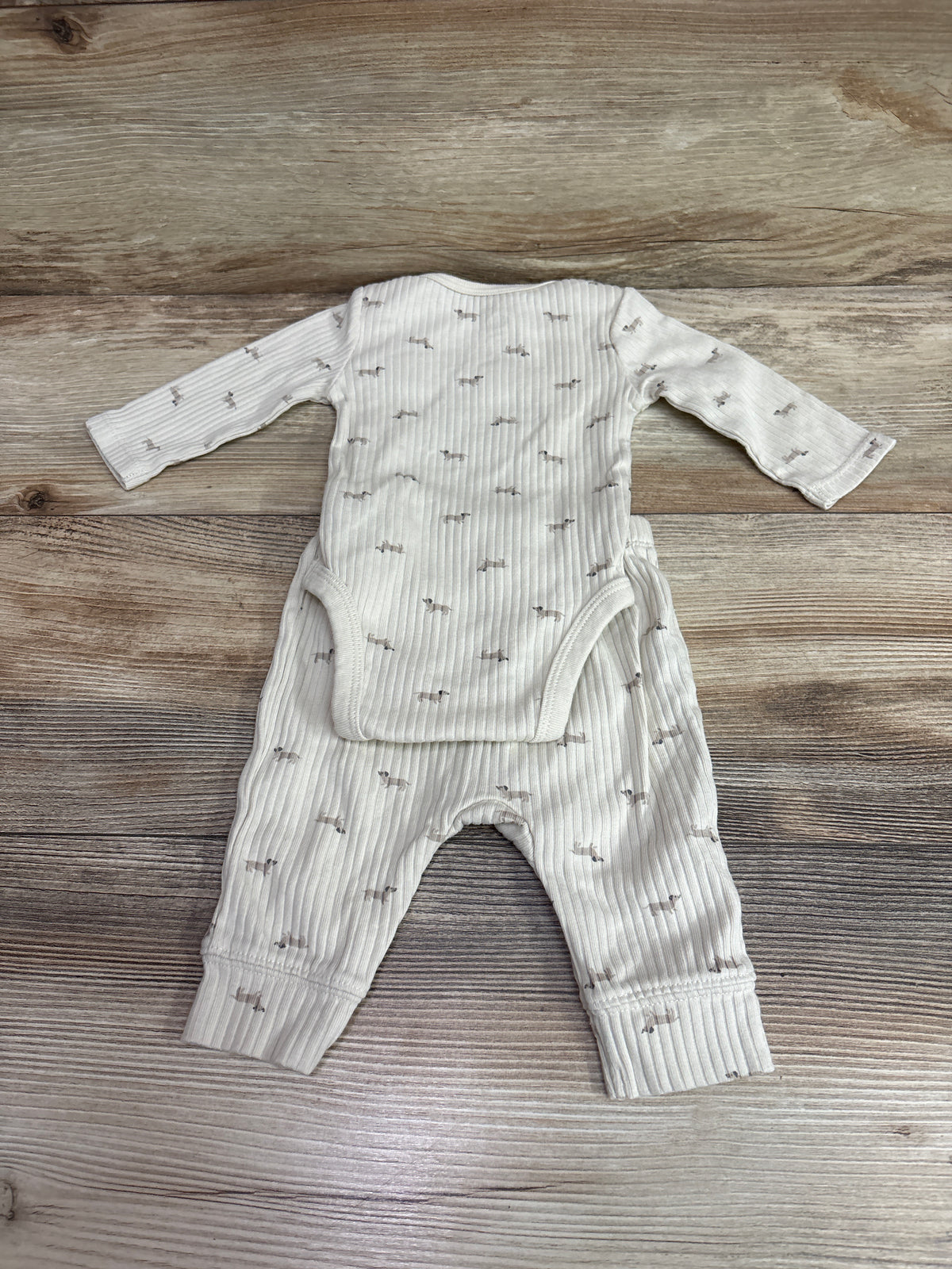 Cloud Island 2pc Ribbed Bodysuit & Pants Set Beige sz 0-3m