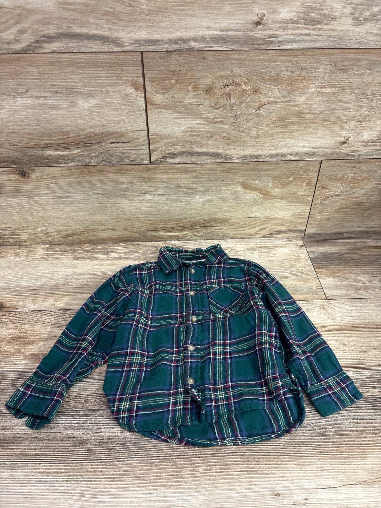 H&M Button Up Flannel Green sz 2T