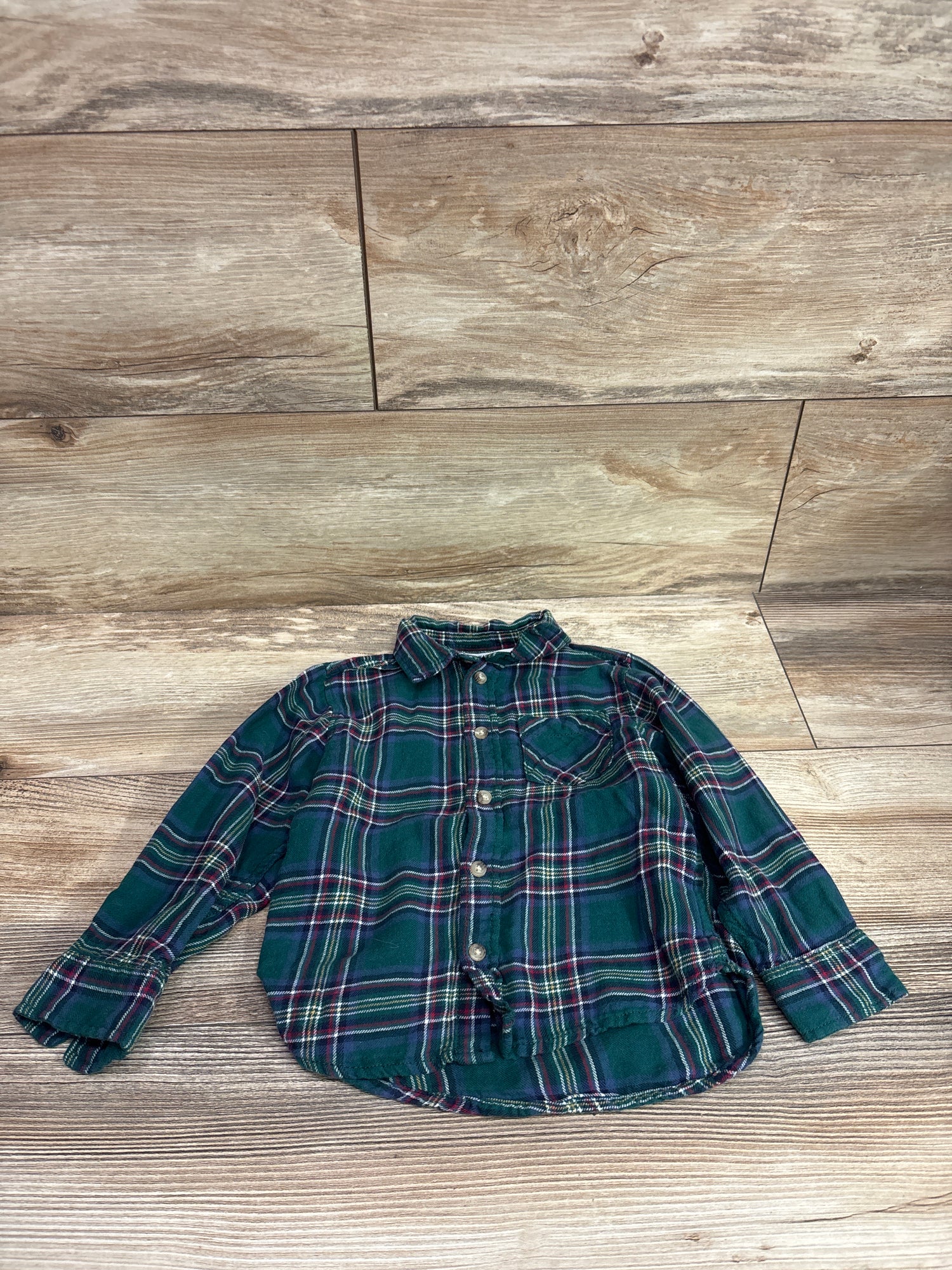 H&M Button Up Flannel Green sz 2T