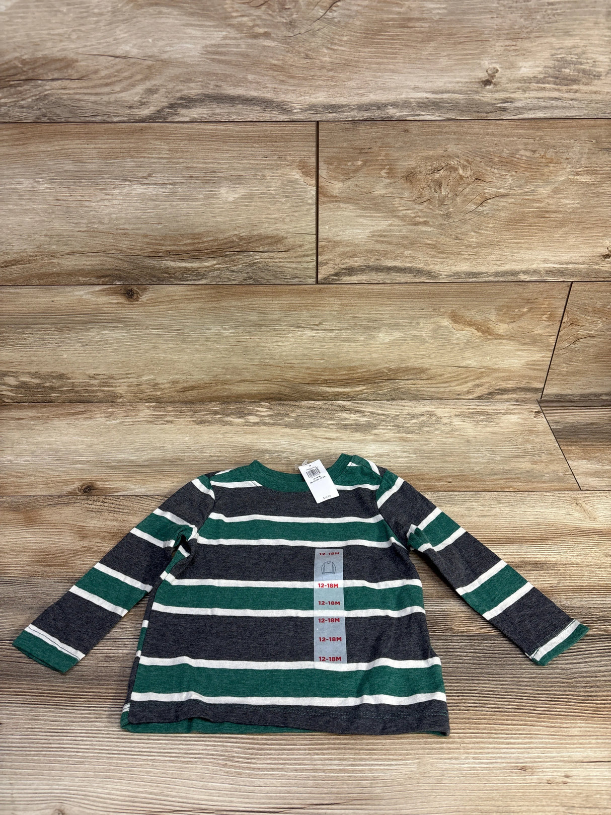 NEW Old Navy Striped Long Sleeve Shirt Green sz 12-18m