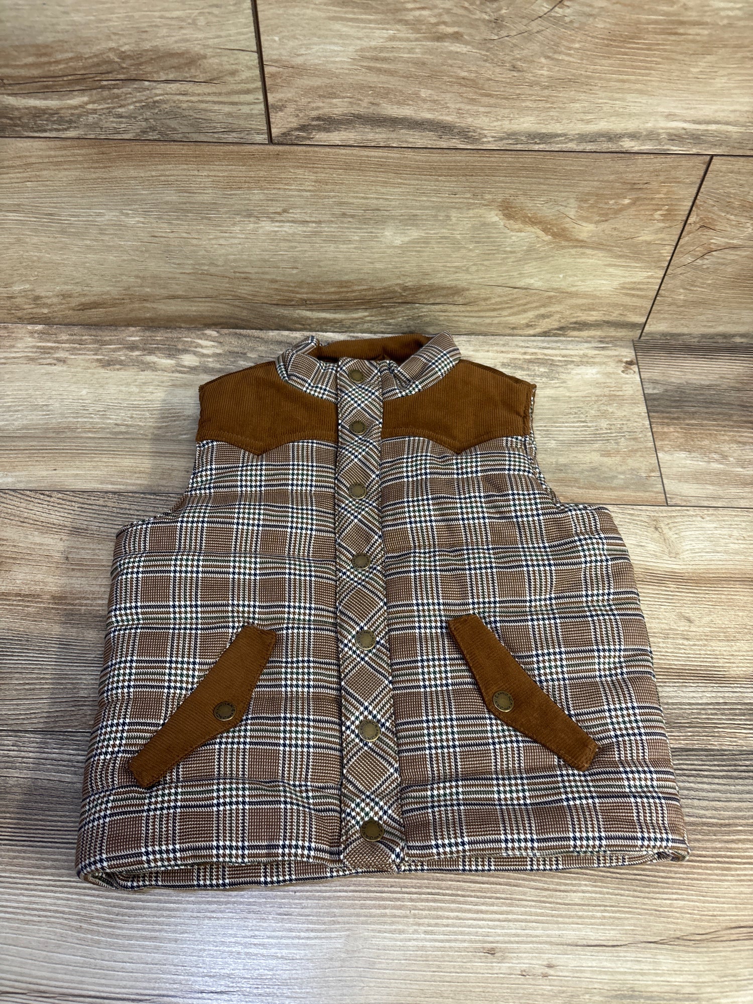 NEW Janie & Jack The Western Plaid Vest Brown sz 3-4T