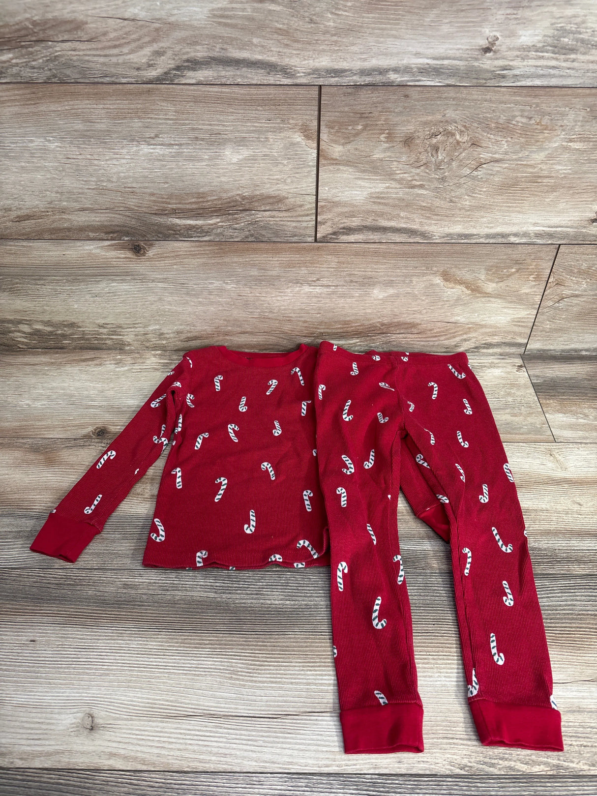 Just One You 2pc Ribbed Candy Cane Pajama Set Burgundy sz 4T