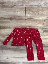 Just One You 2pc Ribbed Candy Cane Pajama Set Burgundy sz 4T