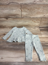 Cat & Jack 2pc Star Print Ribbed Peplum Top & Bottoms Mint sz 12m