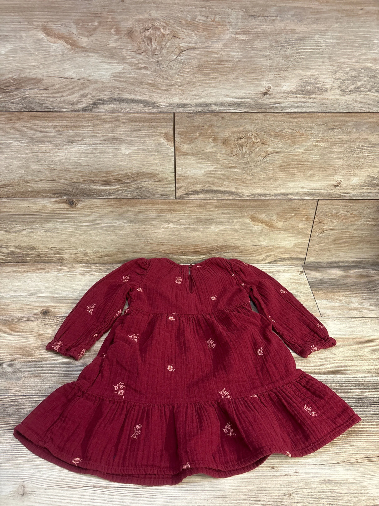 Cat & Jack Embroidered Gauze Dress Maroon sz 4T