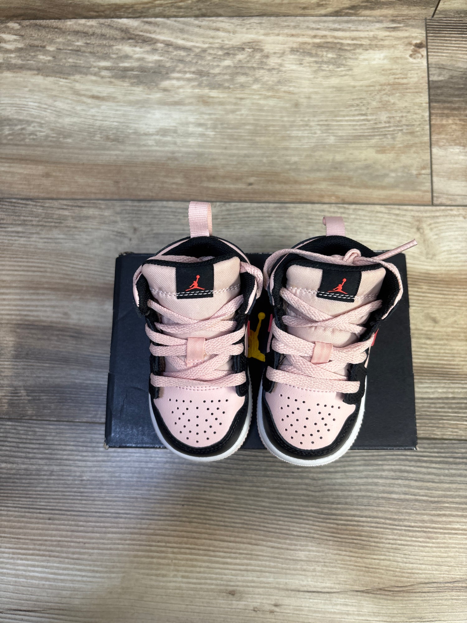 Air Jordan 1 Mid TD 'Black Pink Crimson' Sneakers sz 4c