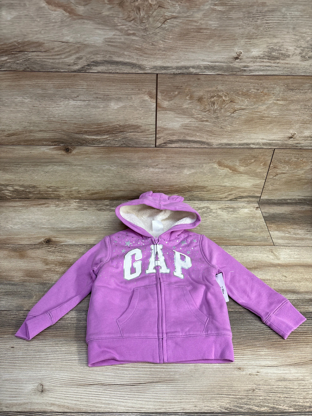 NEW Baby Gap Sherpa Logo Hoodie Purple sz 18-24m