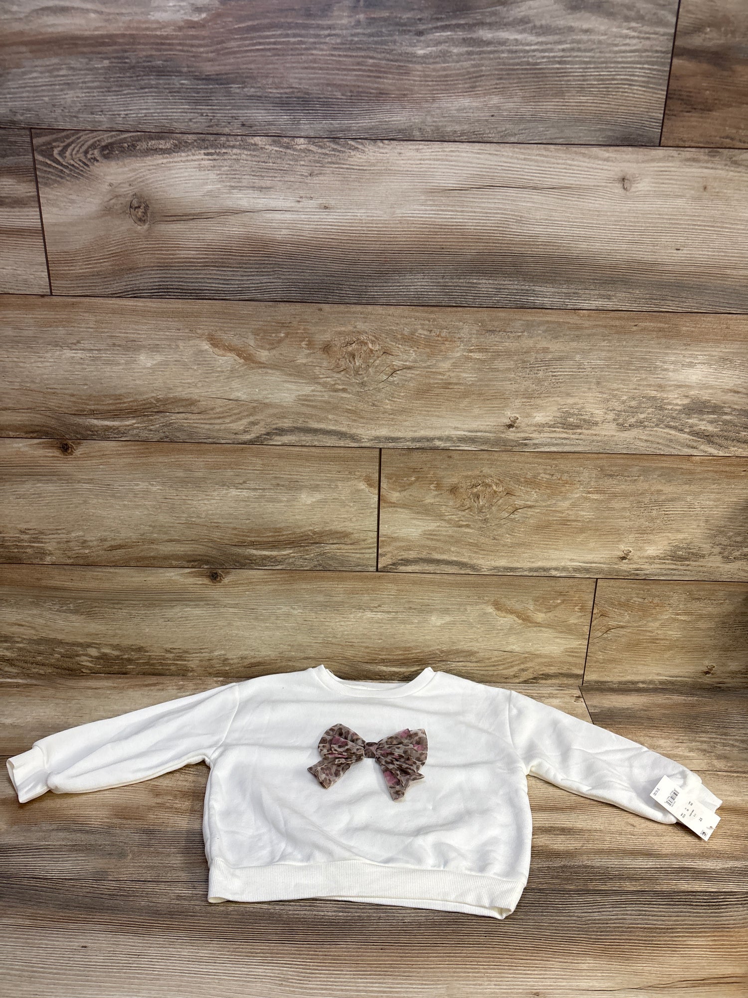 NEW Disney Junior Minnie Mouse Bow Sweatshirt White sz 5T