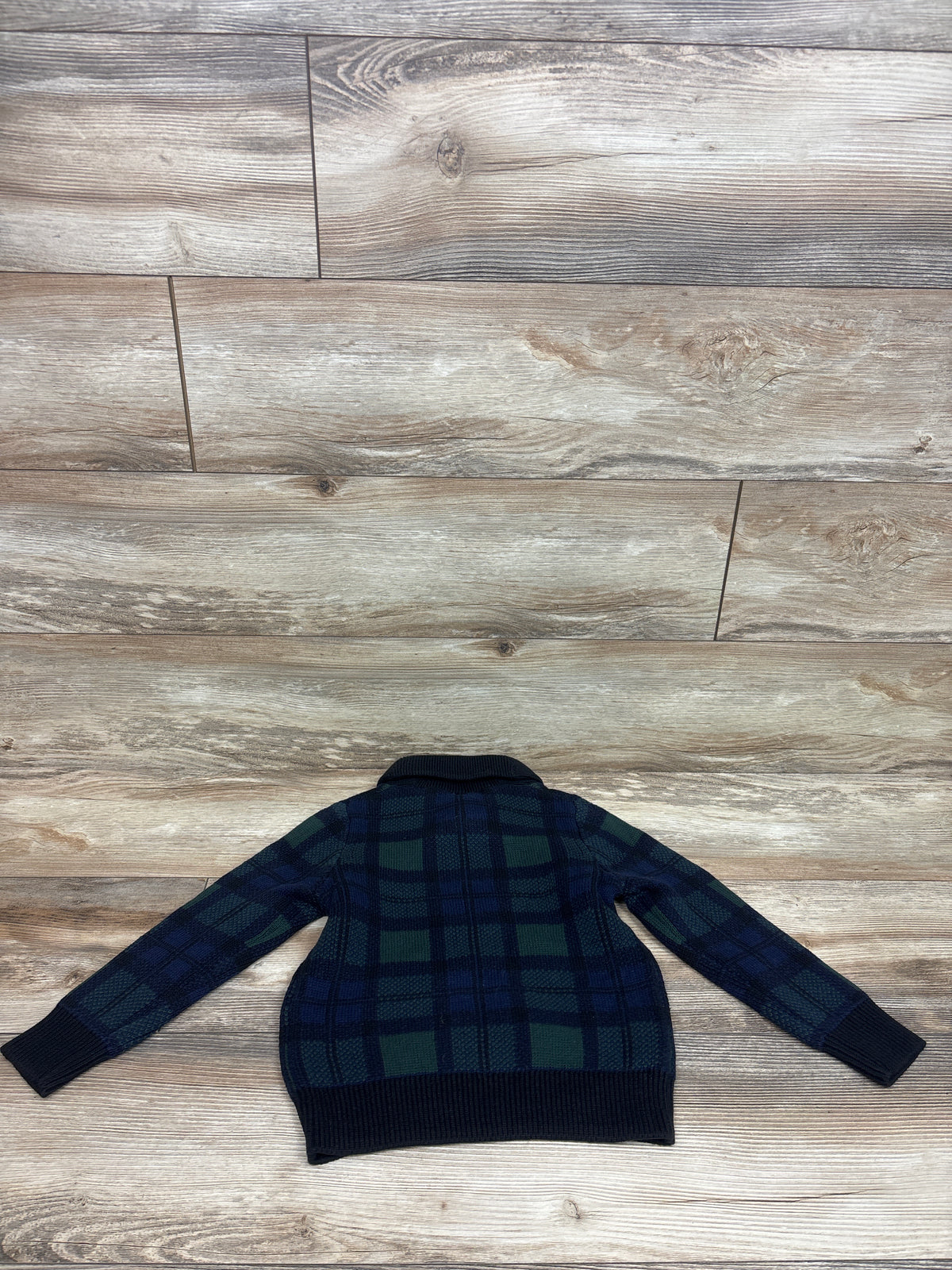 Baby Gap Plaid Shawl Collar Sweater Navy sz 5T