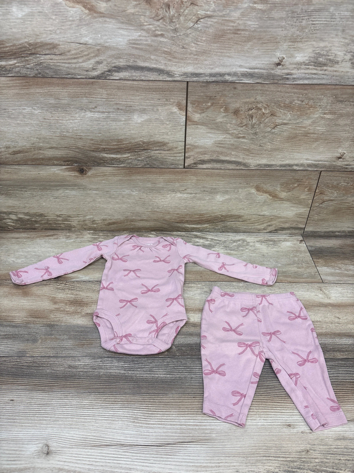 Just One You 2pc Bow Print Bodysuit & Pants Pink sz 3m