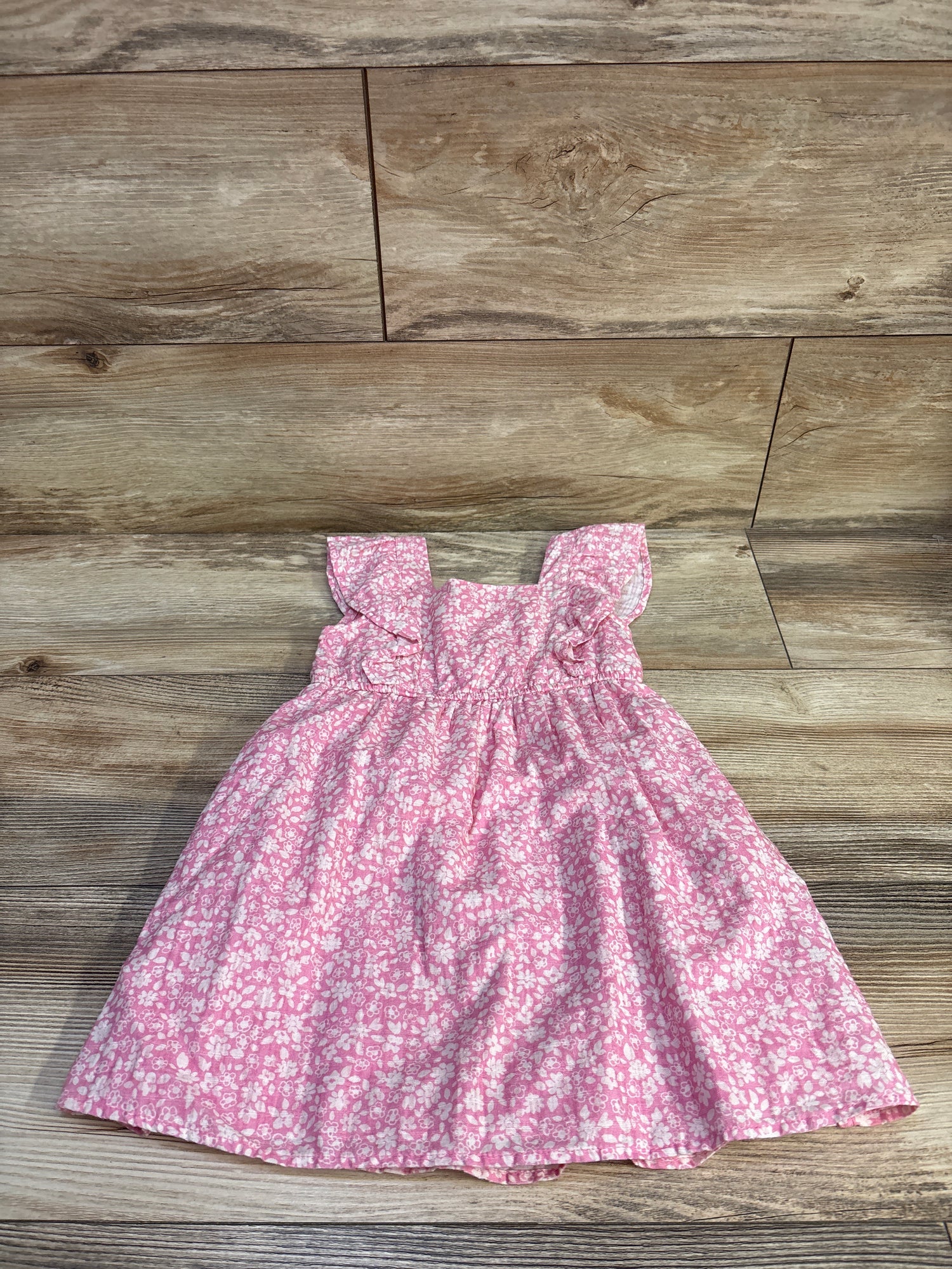 Cat & Jack Floral Flutter Sleeve Dress Pink sz 3T