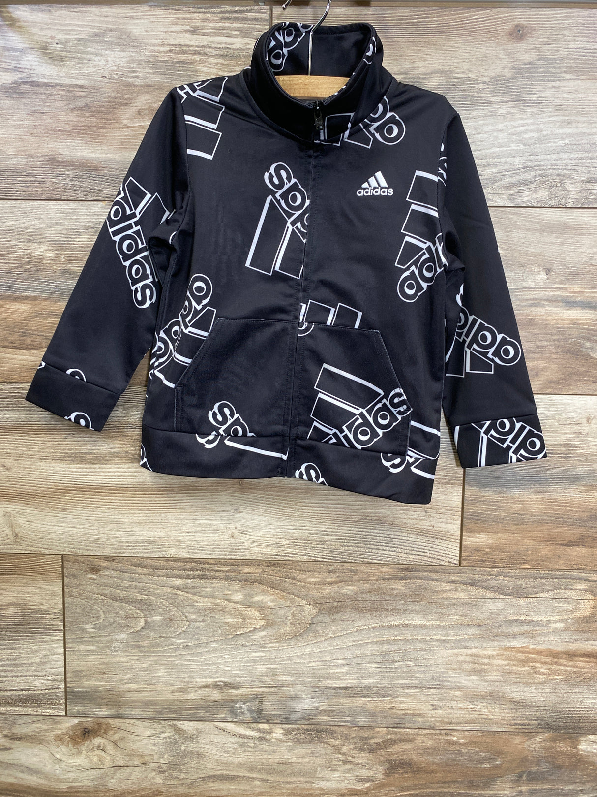Adidas Active Full Zip Logo Jacket Black sz 2T