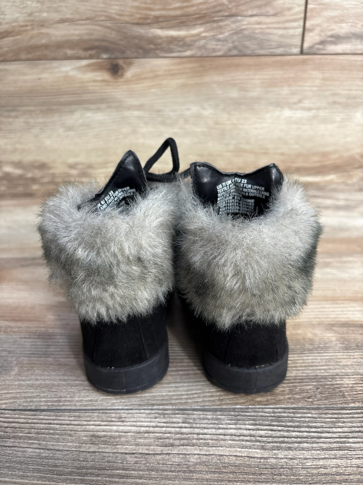 Fabkids Fur Lined Cat Face Boots, Black sz 7c