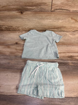 C&C California Kids 2pc Shirt & Linen Shorts Set Green sz 12m