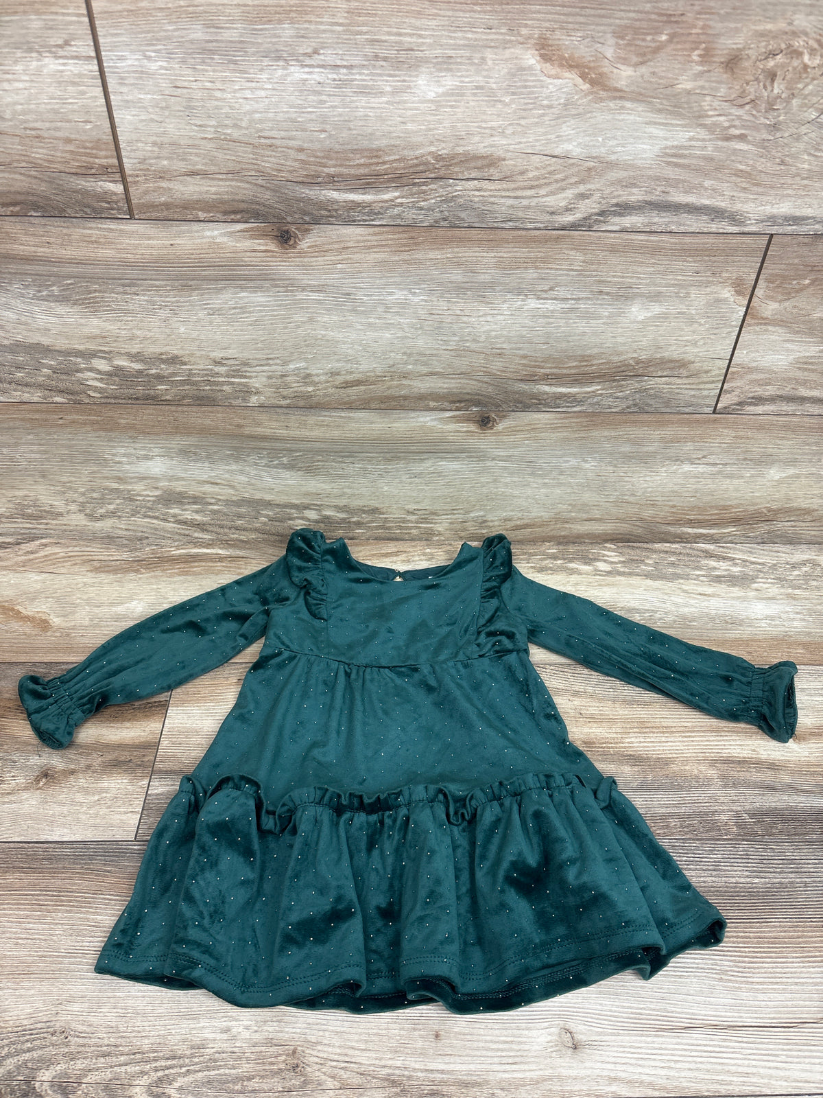 Tahari Long Sleeve Velvet Dress Green sz 2T