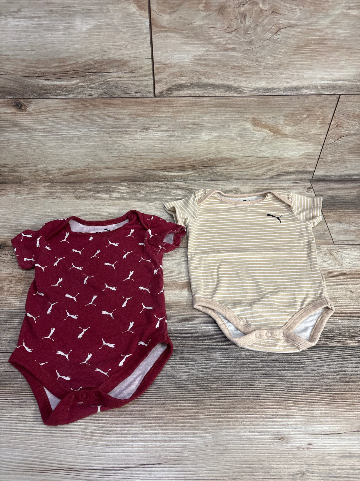 Puma 2pk Striped Bodysuit Set Beige sz 3-6m