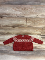Zara Fair Isle Jacquard Knit Sweater Red sz 9-12m