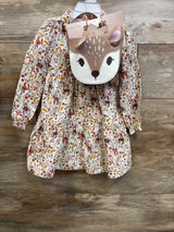 NEW Happily Grey 2pc Long Sleeve Fall Dress & Deer Bag Ivory sz 3T