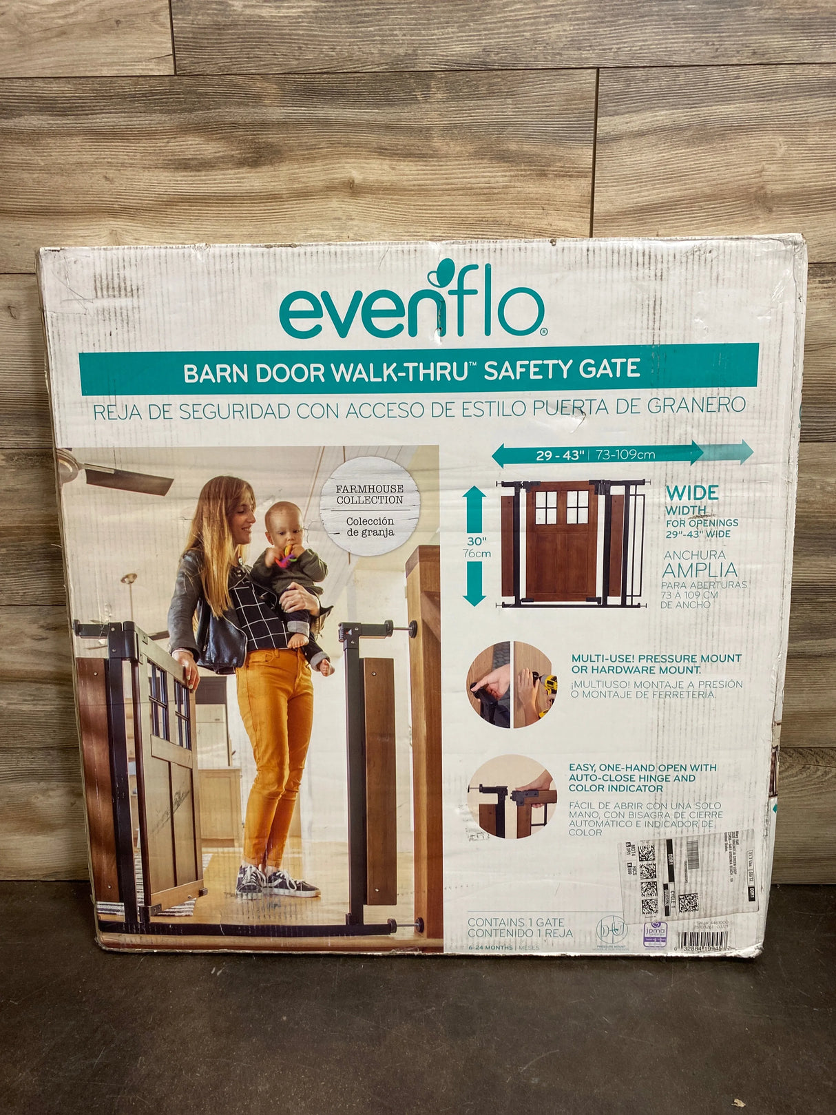 NEW Evenflo Barn Door Walk-Thru Gate (Farmhouse Collection)