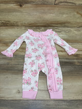 Baby Essentials Floral Ruffle Zip Coverall White sz 6m