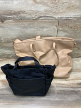 Tushbaby Sand Faux Leather Diaper Bag