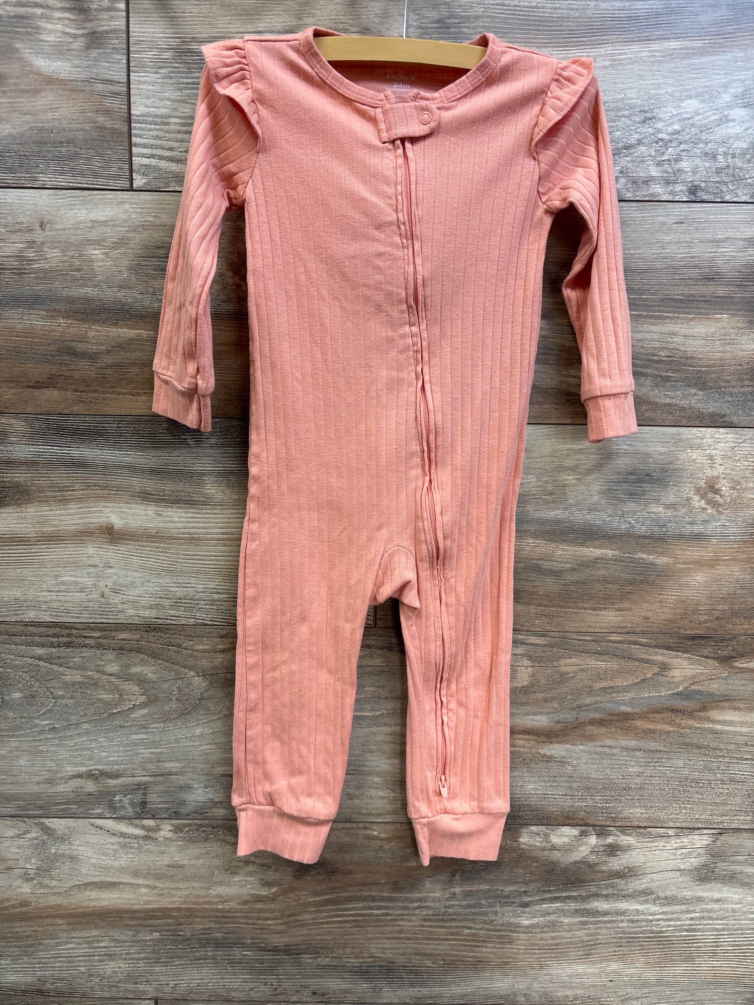 Carter's Ribbed Footless Sleeper Peach sz 24m
