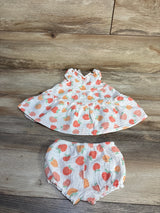 Koala Baby 2pc Peach Print Gauze Dress & Bloomers Set White sz 6m