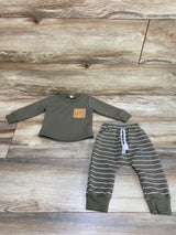 2pc Pocket Shirt & Pants Set Green sz 3-6m