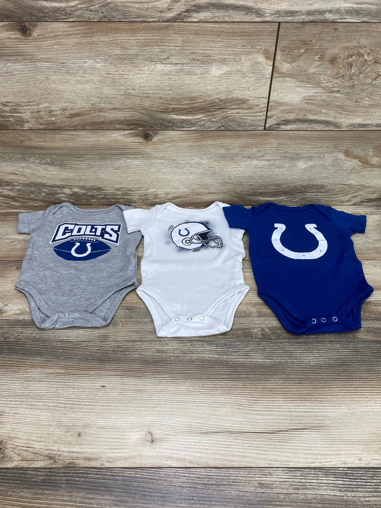 NFL Team 3pk Colts Bodysuits Grey/Blue sz 0-3m