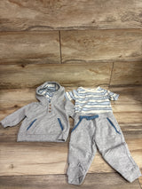 Tahari Baby 3pc Henley Hoodie, Joggers, & Bodysuit Set Grey sz 3-6m