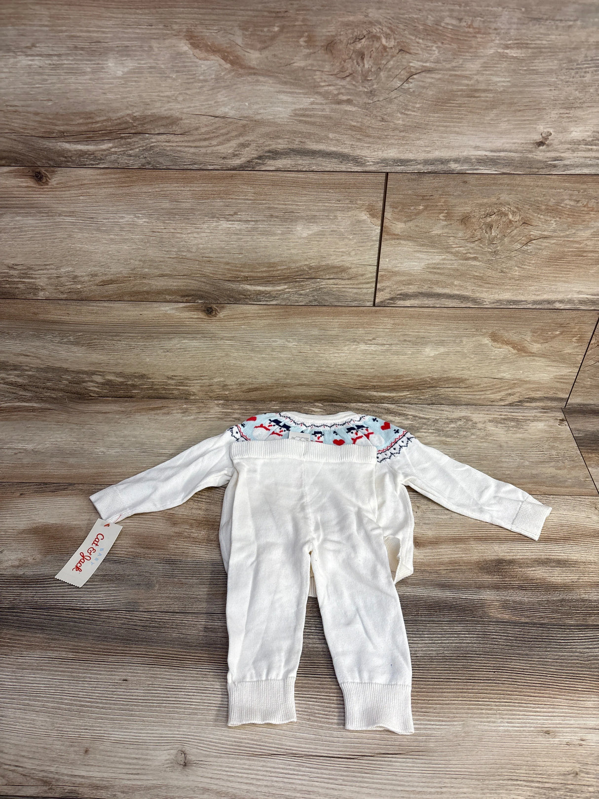 NEW Cat & Jack 2pc Snowman Fair Isle Sweater Set White sz 6-9m