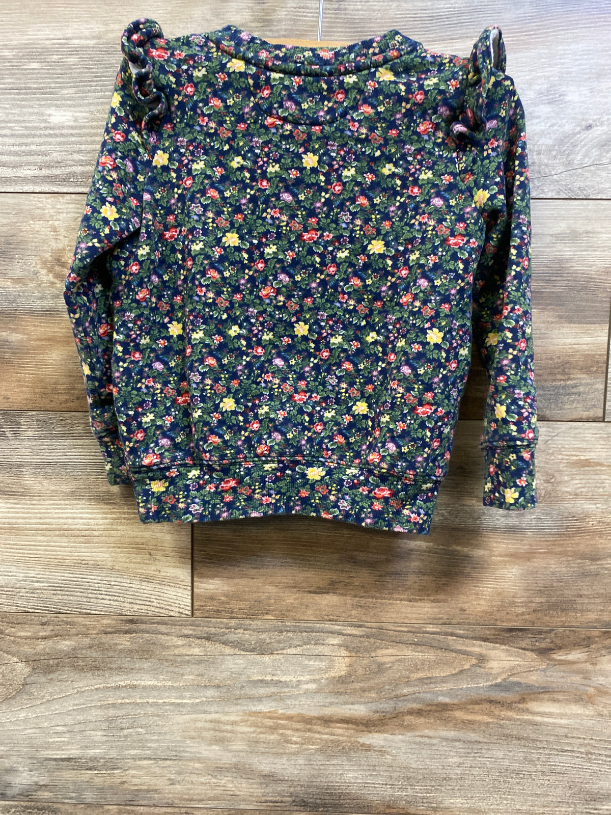 Ralph Lauren Floral Ruffle Pullover Sweatshirt Green sz 4T