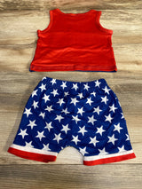 2pc Stars & Stripes Tank Top & Shorts Red sz 6-9m