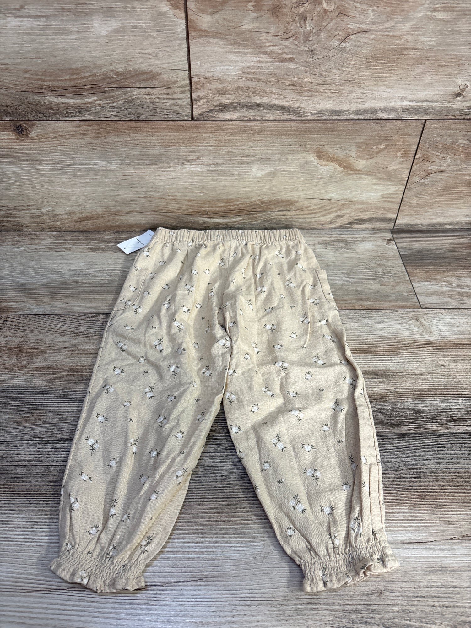 NEW Old Navy Linen Blend Floral Pants Cream sz 3T
