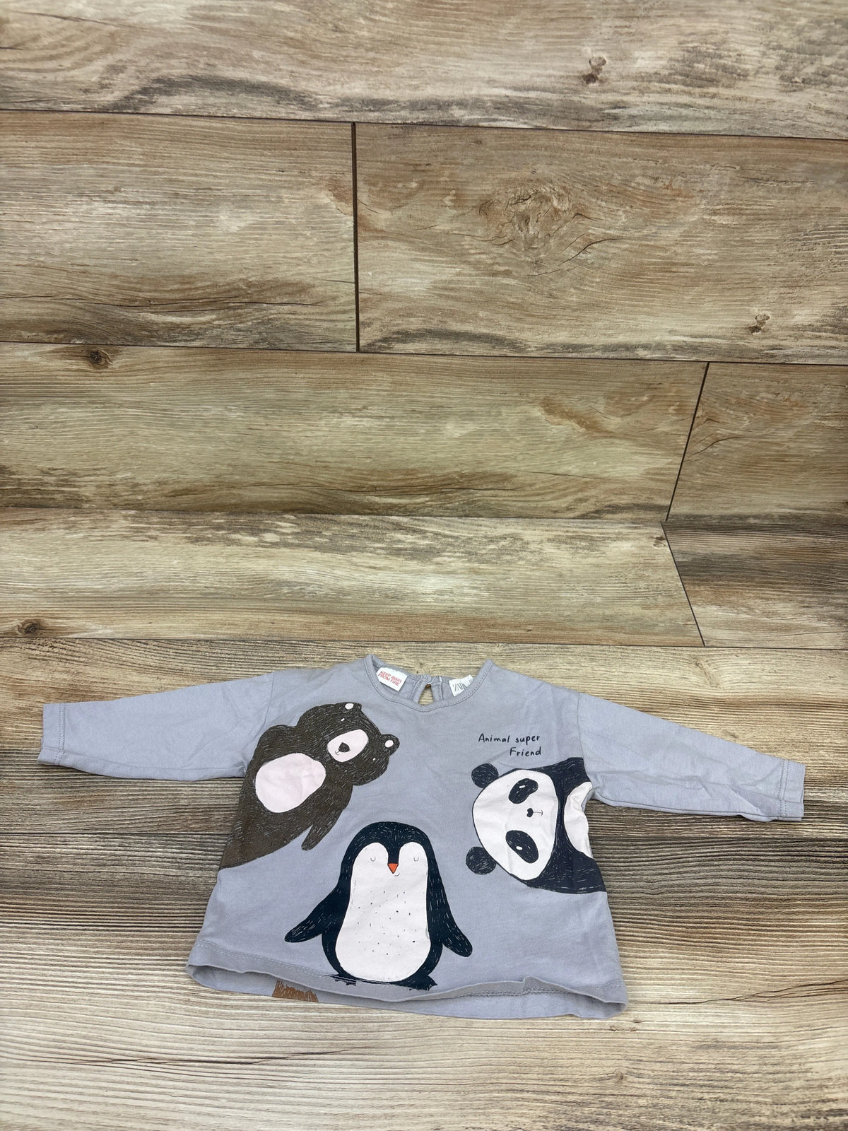 Zara Animal Long Sleeve Shirt Grey sz 3-6m