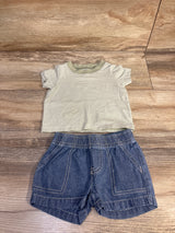 Carter's 2pc Striped Shirt & Shorts Set Sage sz 3m
