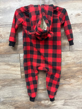 Shein Plaid Fleece Sherpa Lined Hooded Coverall Red sz 12-18m