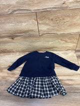 Ralph Lauren Plaid-Skirt Sweatshirt Dress Navy sz 12m