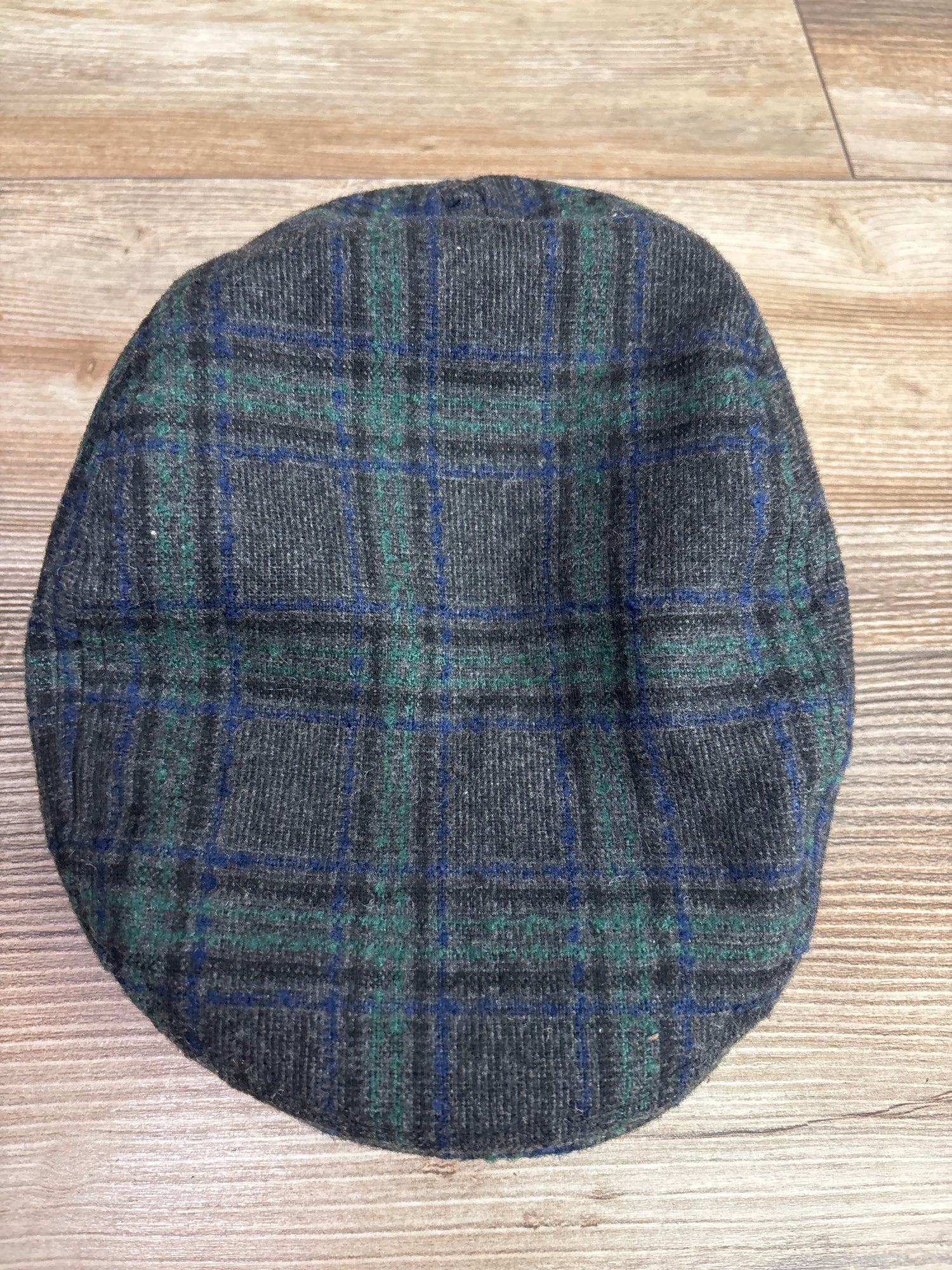 Tartan Plaid Wool Newsboy Cap, Grey One Size