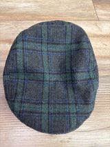 Tartan Plaid Wool Newsboy Cap, Grey One Size