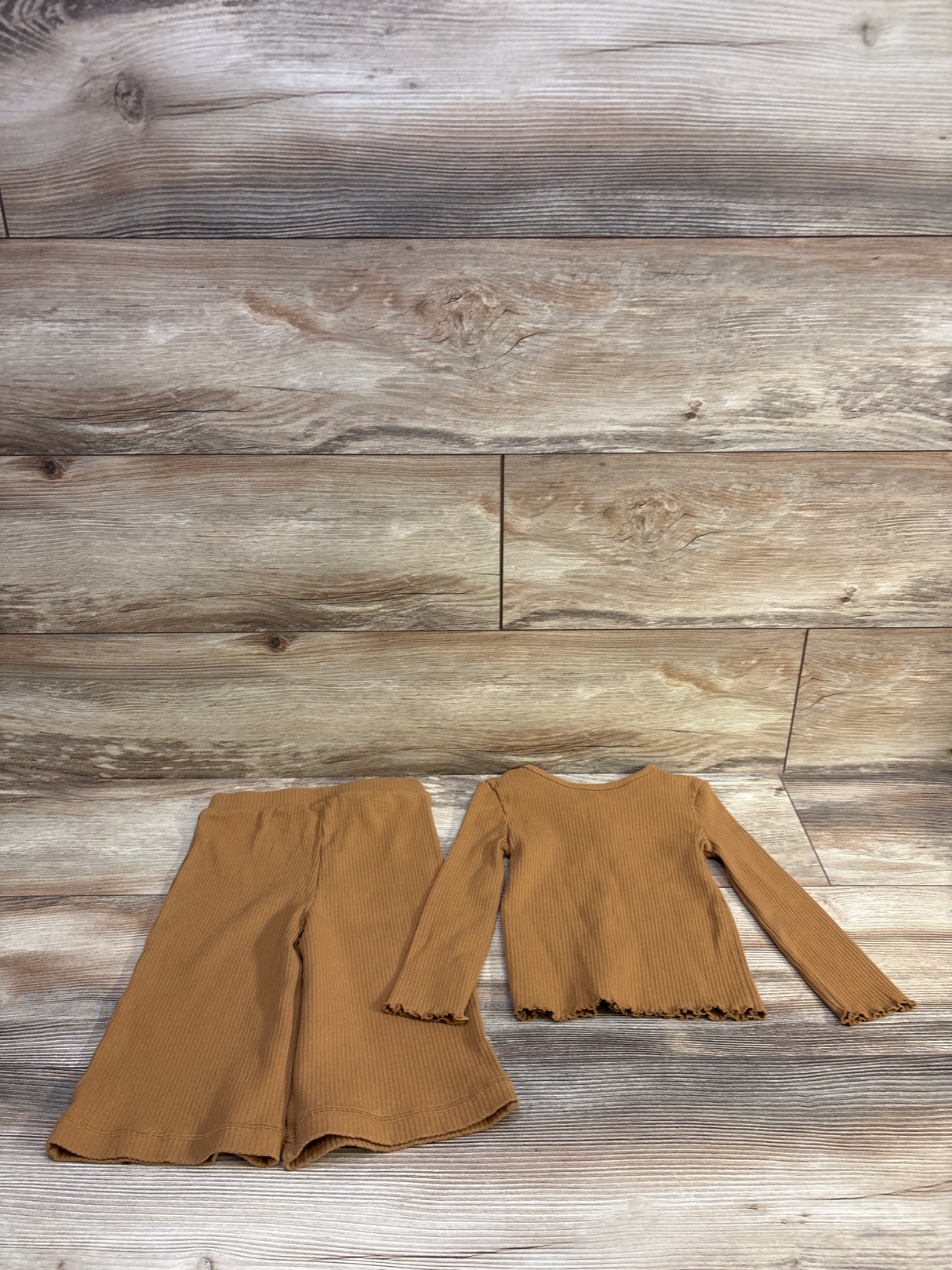 Little Co. 2pc Ribbed Henley Shirt & Pants Set Brown sz 2T