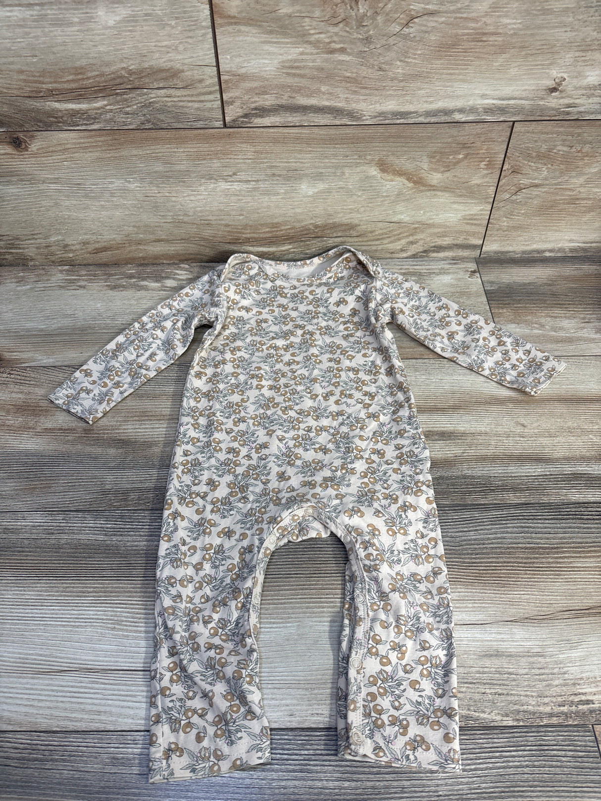 Haye Beva Lap-Shoulder Fruit Coverall Beige sz 12-18m