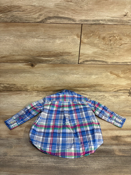Ralph Lauren Plaid Button Down Shirt Blue sz 9m - Me n Mommy To Be