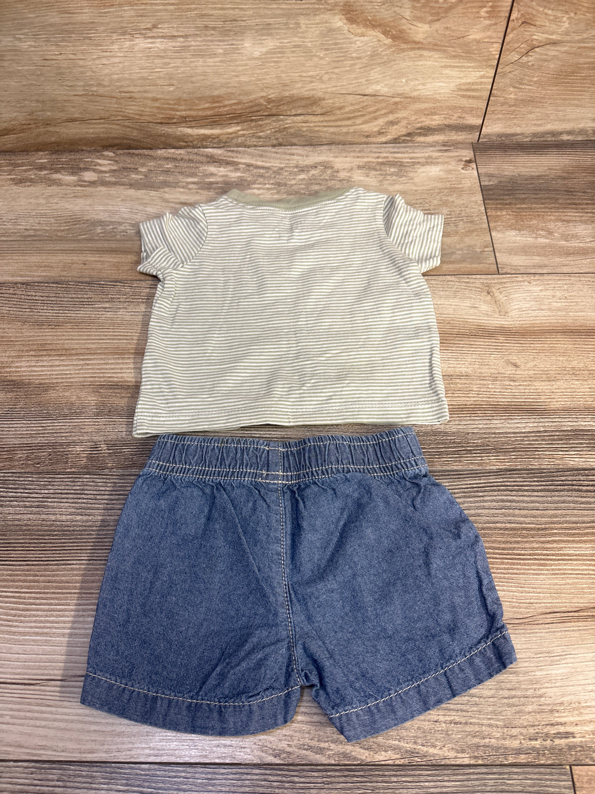 Carter's 2pc Striped Shirt & Shorts Set Sage sz 3m