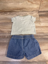 Carter's 2pc Striped Shirt & Shorts Set Sage sz 3m