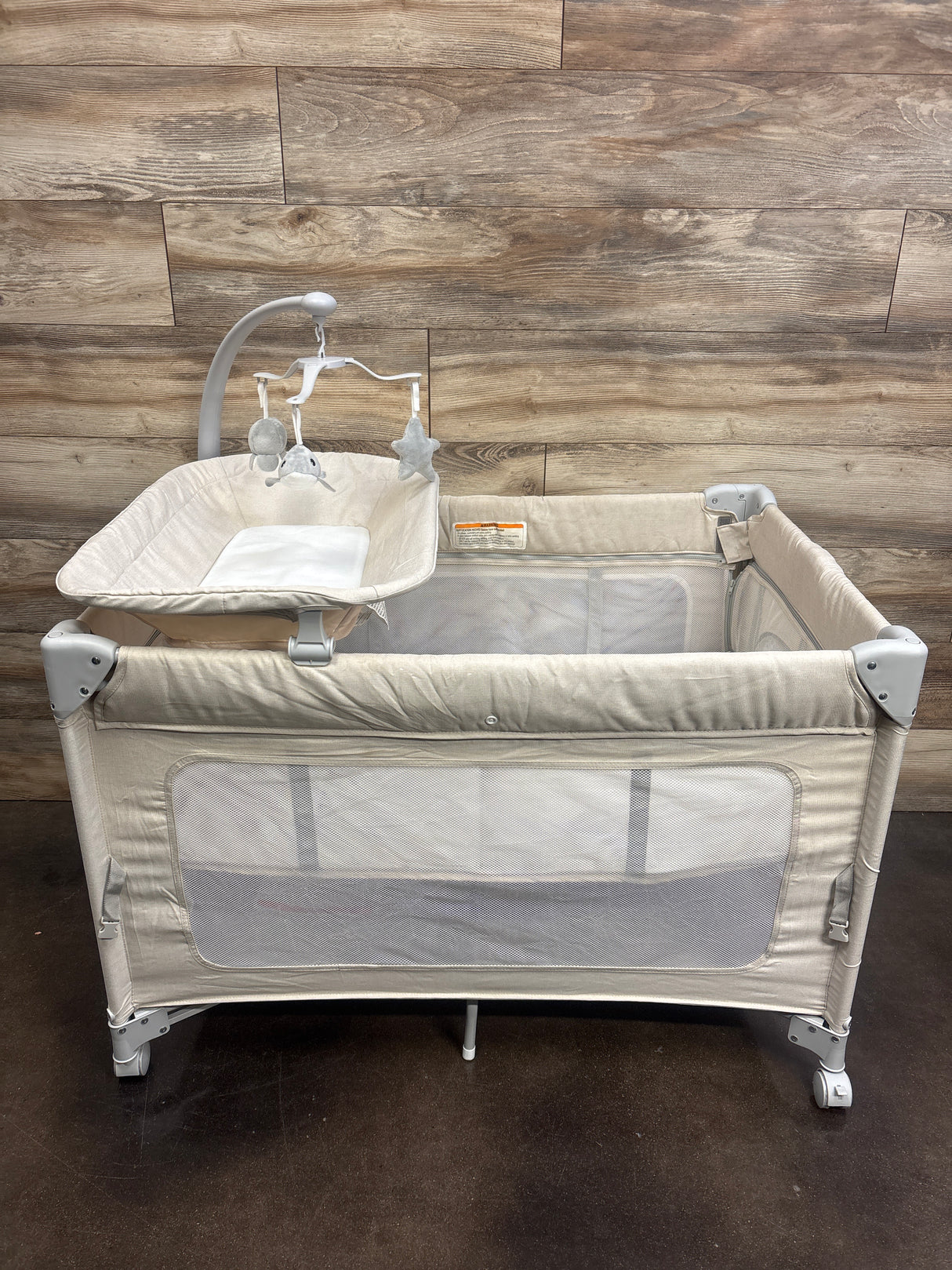 TinyGlow 3-in-1 Pack & Play/Baby Bassinet/Bedside Sleeper Beige