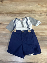 NEW Cat & Jack 3Pc Henley Bodysuit Suspender Set White sz 24m