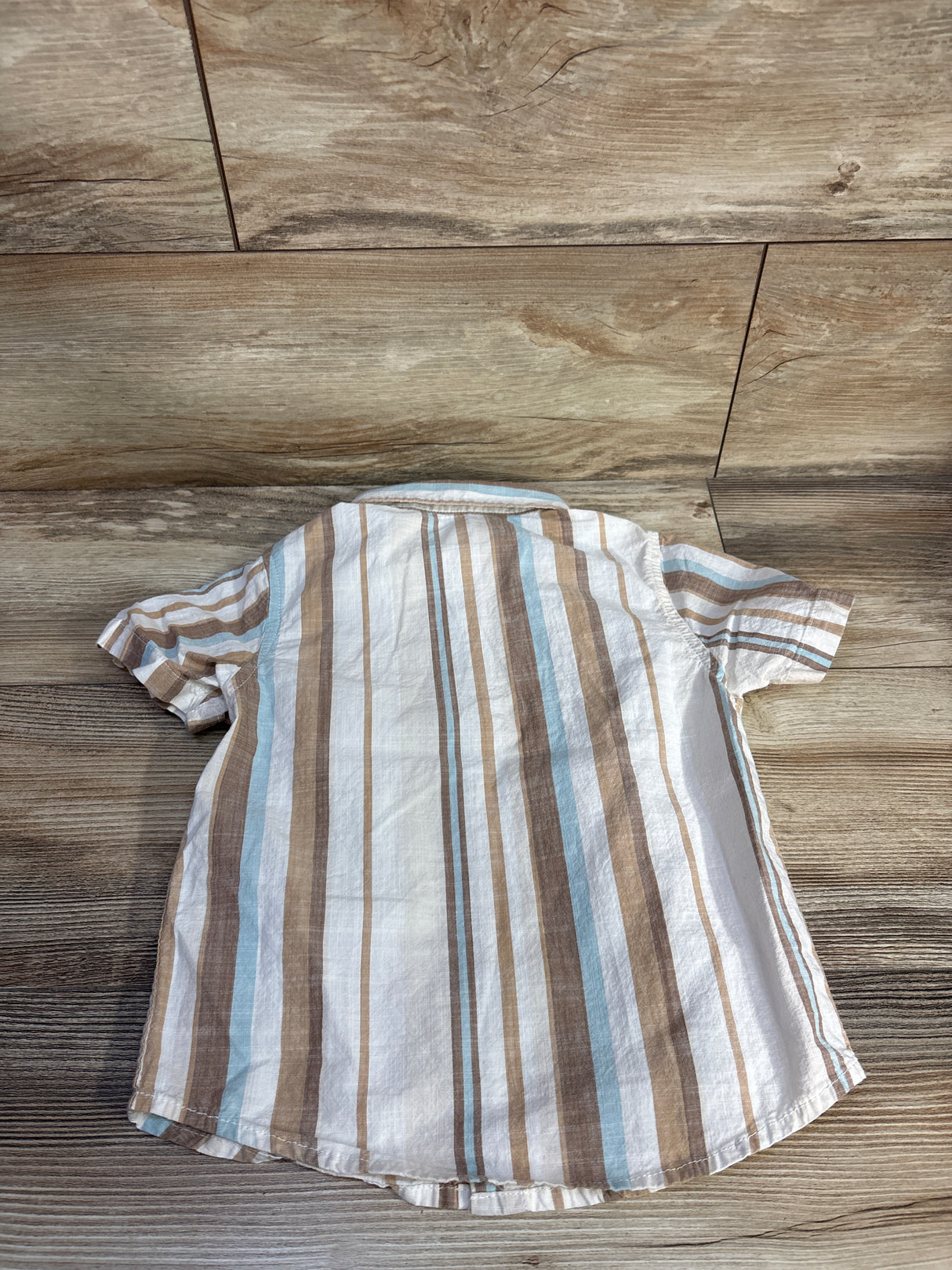 Cat & Jack Striped Button-Up Shirt Beige sz 4T