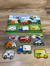Melissa & Doug Wooden Peg Puzzle - Vehicles 8pc